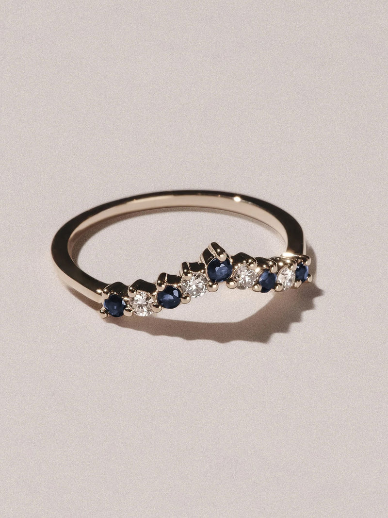 The Diamond Store wishbone ring with sapphire and lab diamond - British product