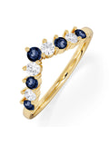 The Diamond Store wishbone ring with sapphire and lab diamond - British product