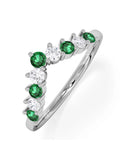 The Diamond Store 9K White Gold Emerald and Lab Diamond Wishbone Ring