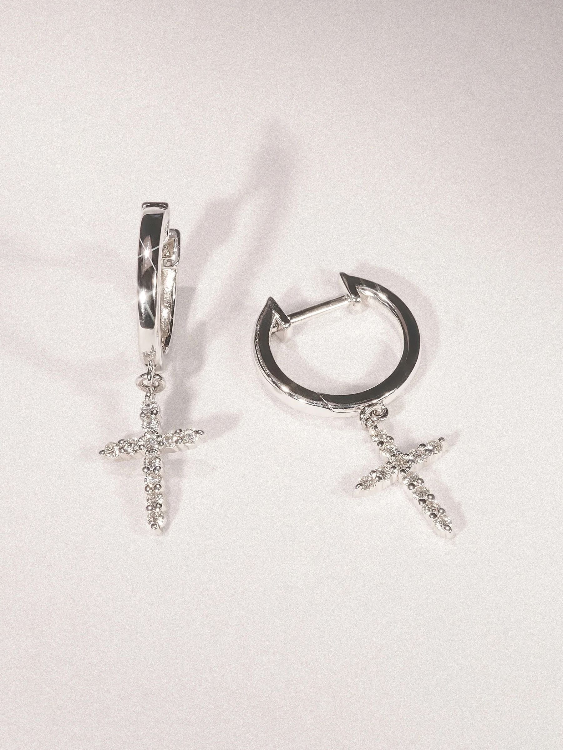 The Diamond Store Stellato Cross hoop earrings 0.24ct, UK version