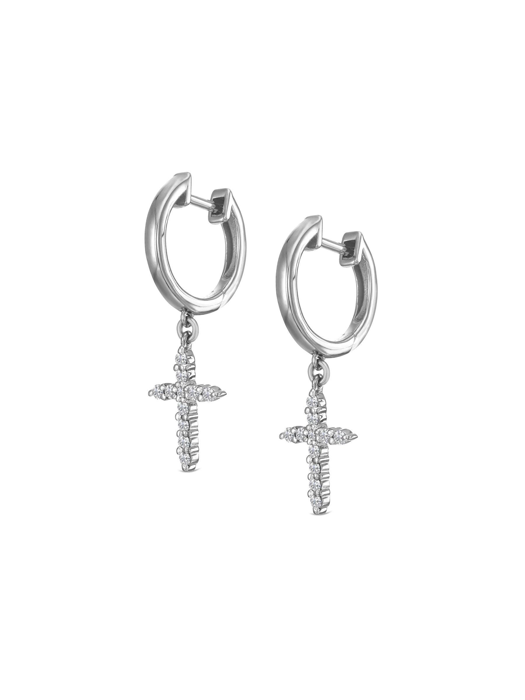 The Diamond Store Stellato Cross hoop earrings 0.24ct, UK version