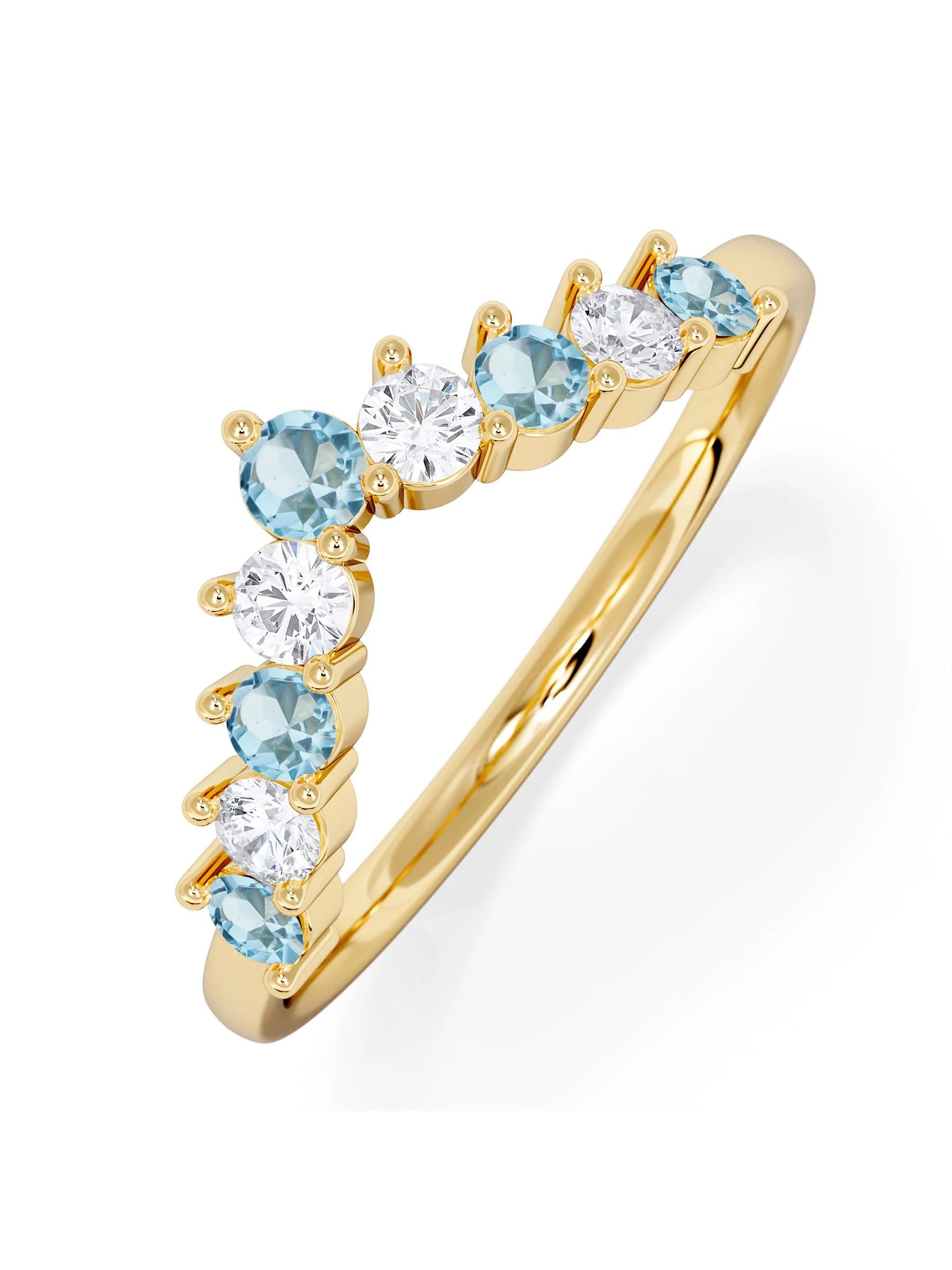 The Diamond Store blue topaz lab diamond wishbone ring (British brand)