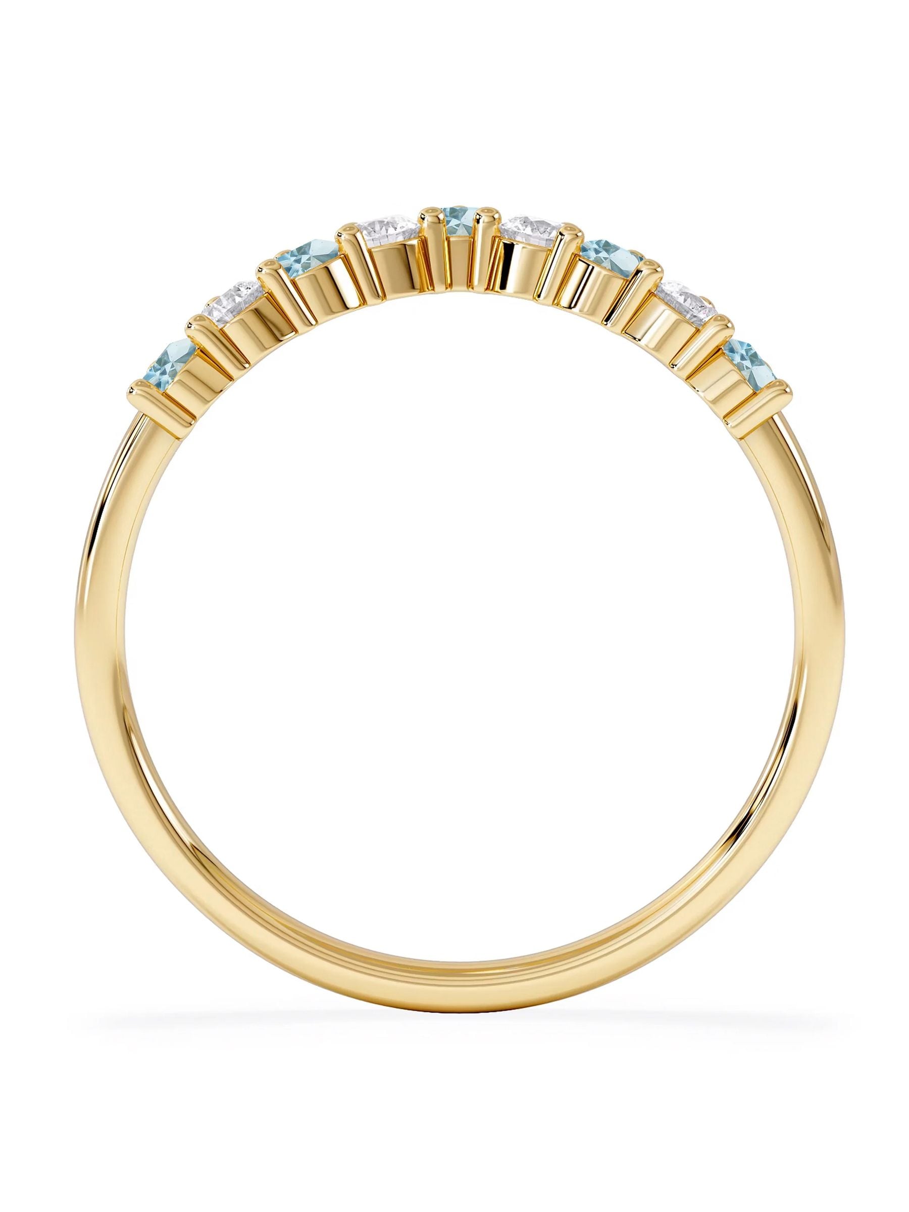 The Diamond Store blue topaz lab diamond wishbone ring (British brand)