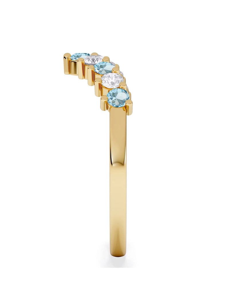 The Diamond Store blue topaz lab diamond wishbone ring (British brand)