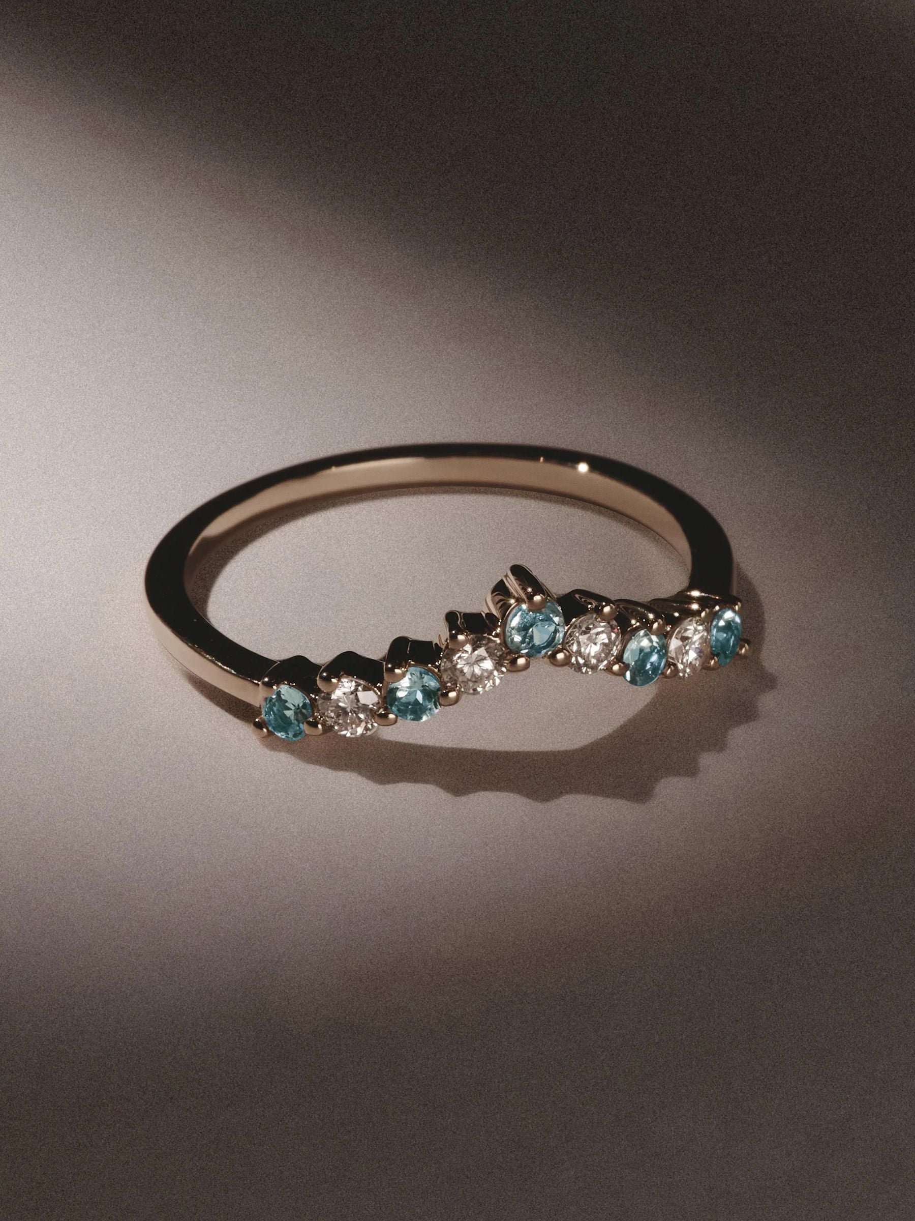 The Diamond Store blue topaz lab diamond wishbone ring (British brand)