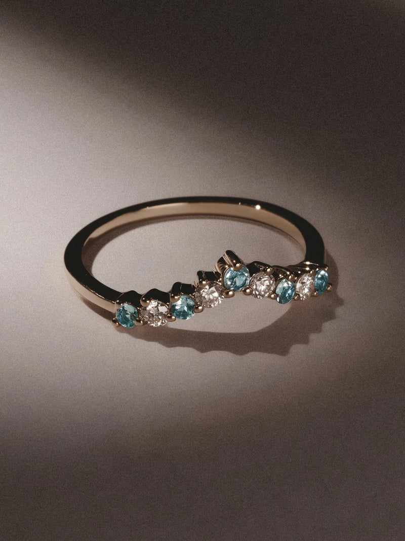 The Diamond Store blue topaz lab diamond wishbone ring (British brand)
