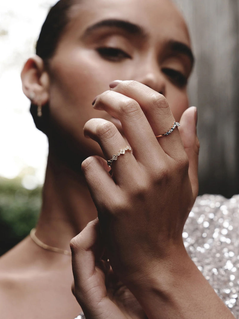 The Diamond Store blue topaz lab diamond wishbone ring (British brand)