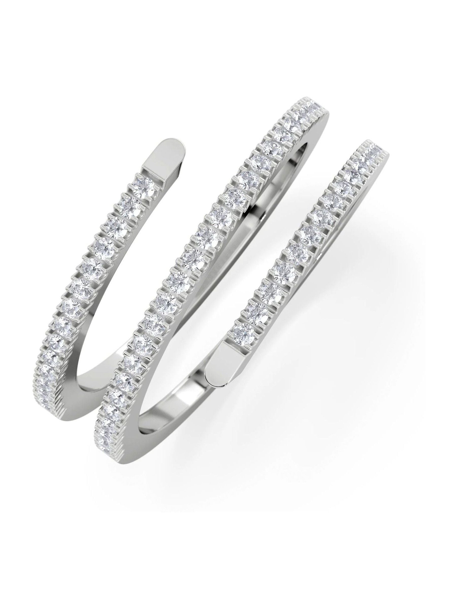 The Diamond Store sterling silver spiral lab diamond ring, UK version