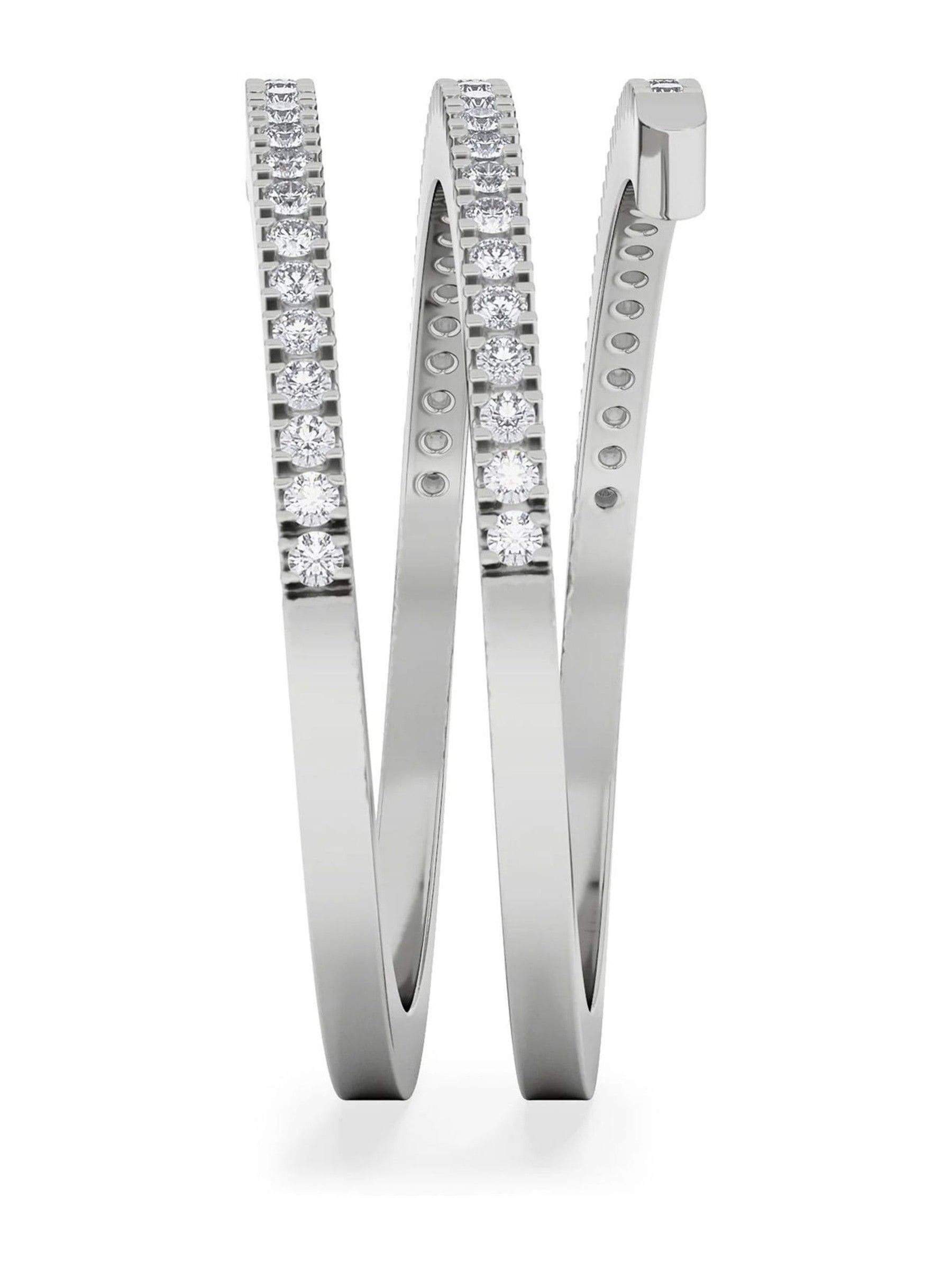 The Diamond Store sterling silver spiral lab diamond ring, UK version