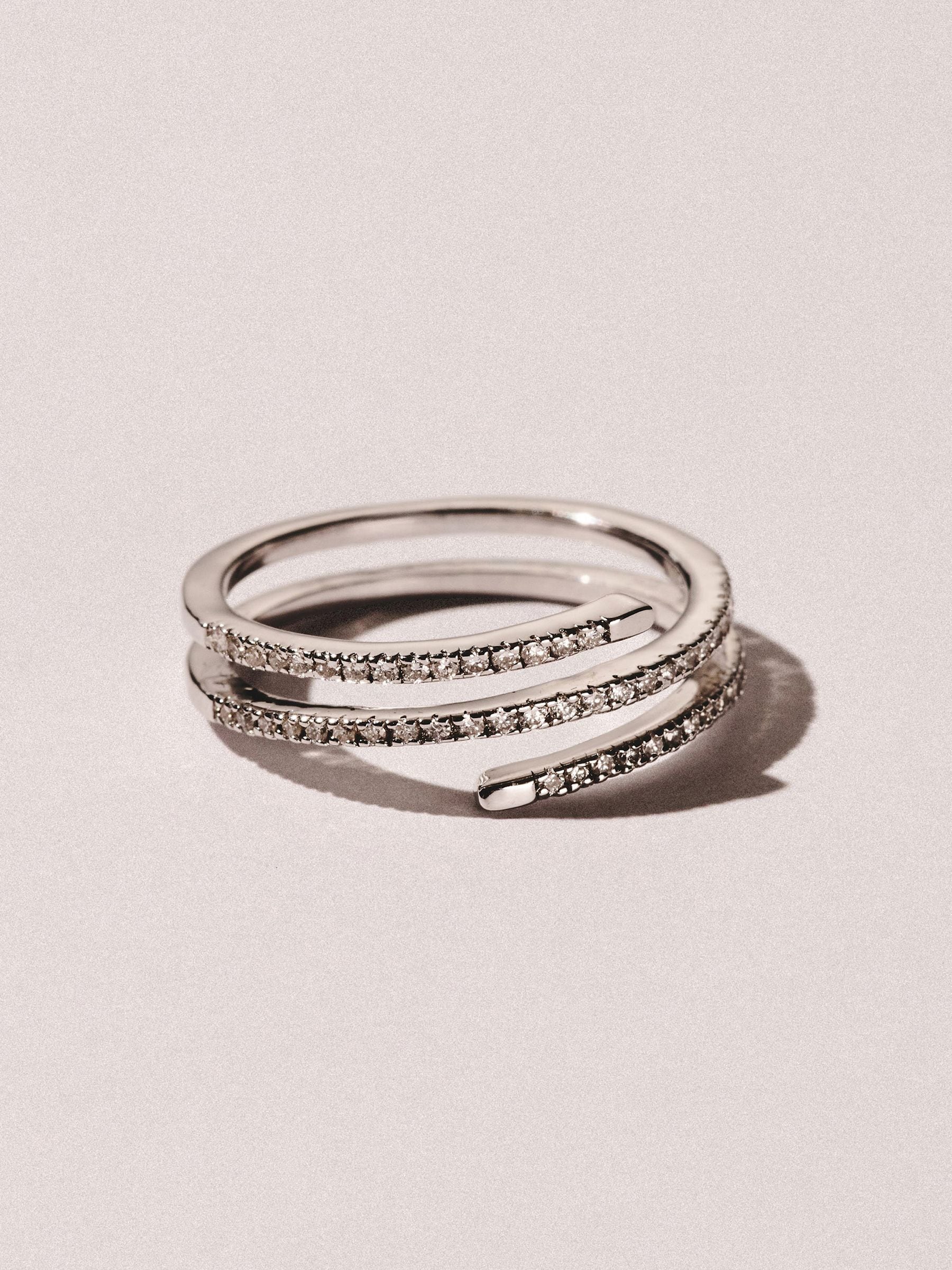 The Diamond Store sterling silver spiral lab diamond ring, UK version