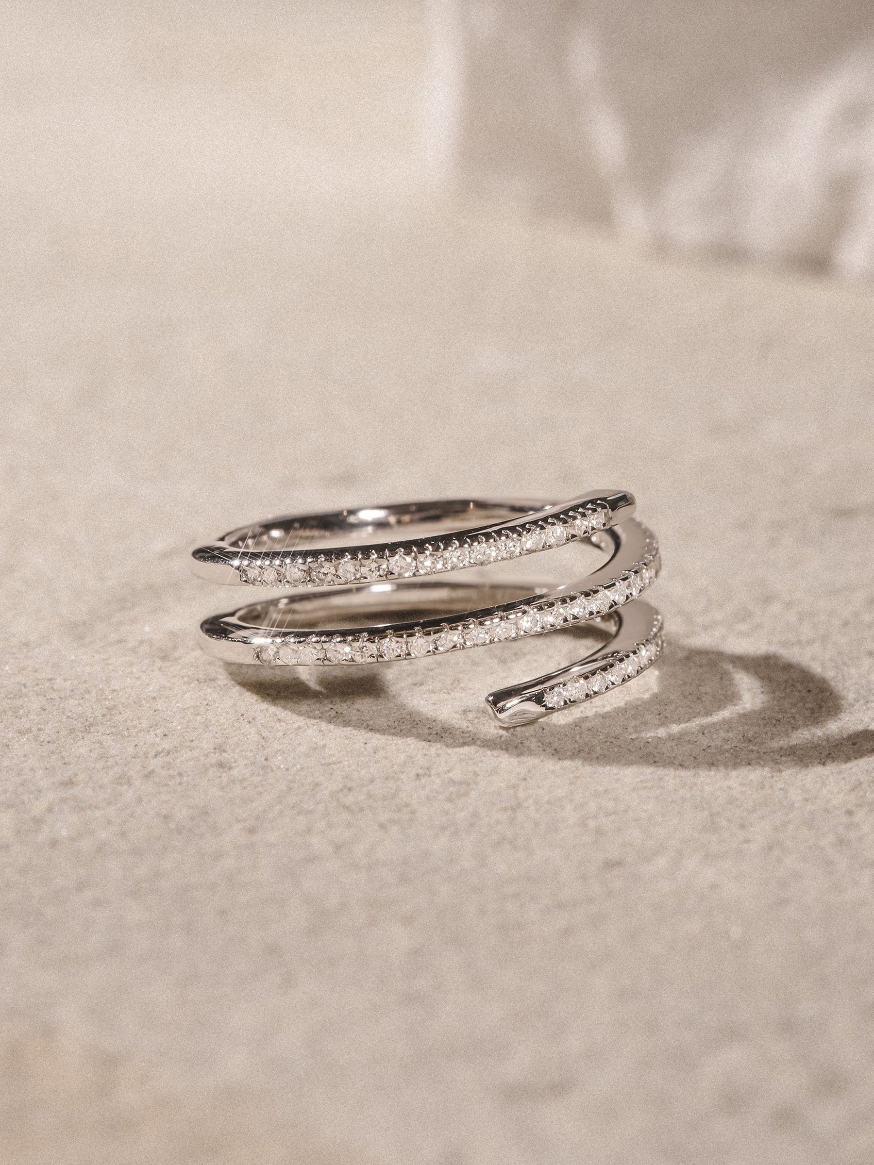 The Diamond Store sterling silver spiral lab diamond ring, UK version