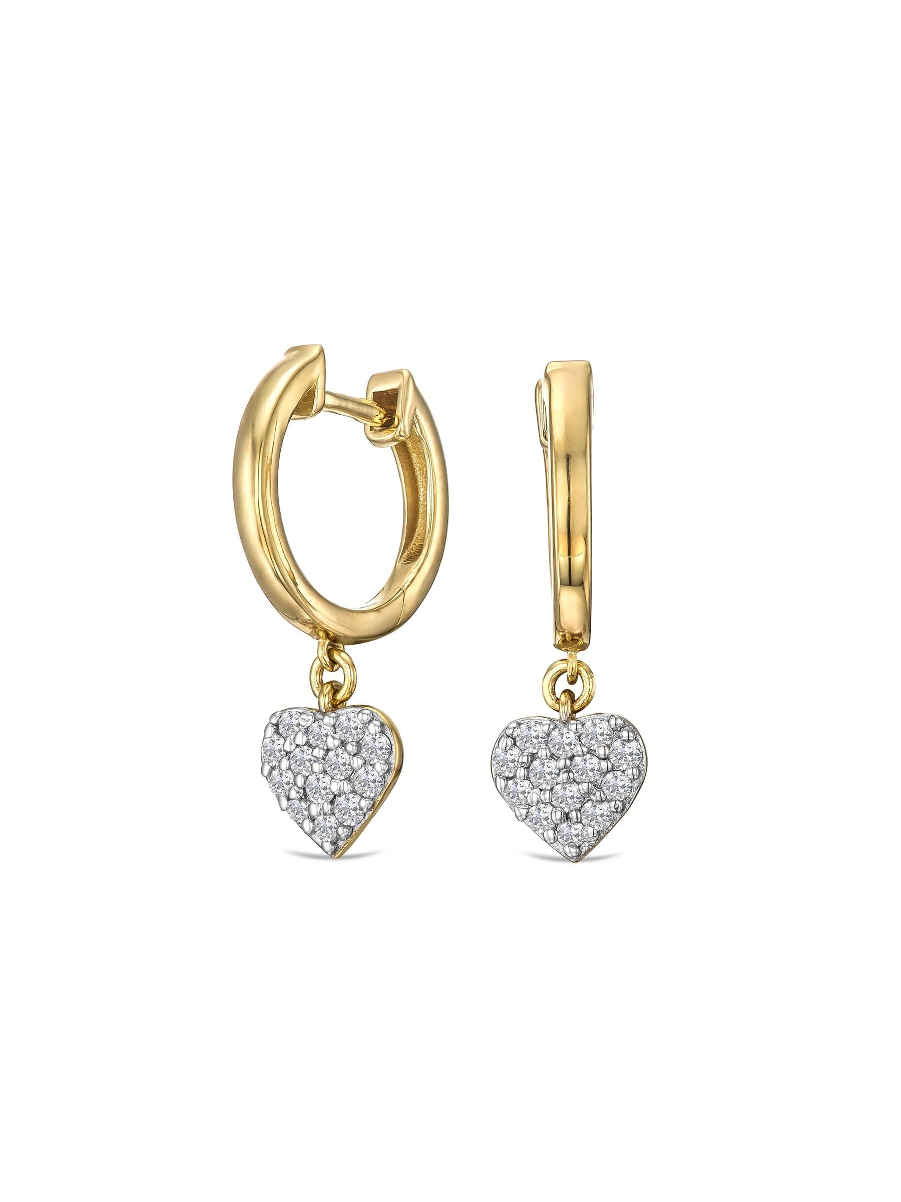 The Diamond Store heart pavé drop huggie earrings 0.29ct (British brand)