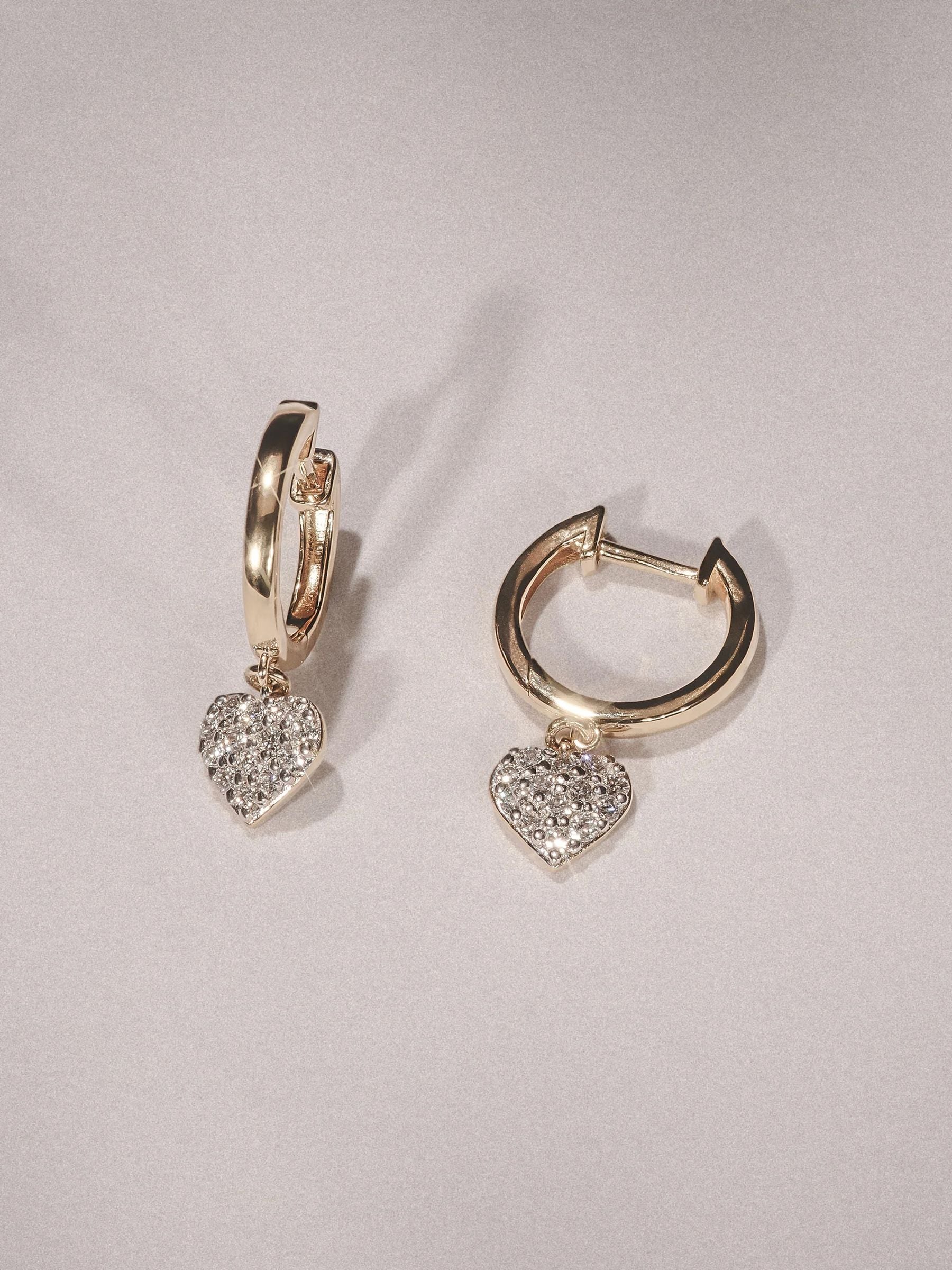 The Diamond Store heart pavé drop huggie earrings 0.29ct (British brand)