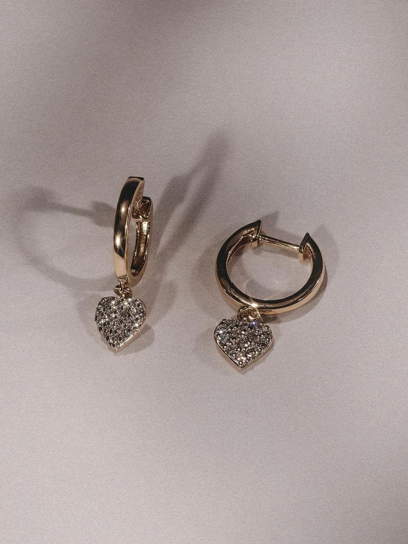 The Diamond Store heart pavé drop huggie earrings 0.29ct (British brand)