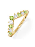 The Diamond Store Green Yellow Peridot and Lab Diamond Wishbone Ring in 9K Yellow Gold
