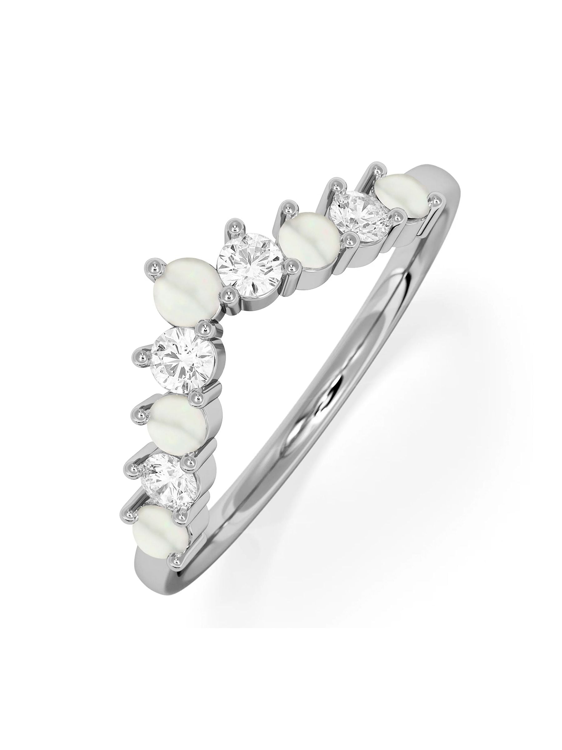 The Diamond Store blue topaz and lab diamond wishbone ring, imported from the UK