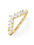 The Diamond Store White Pearl and Lab Diamond Wishbone Ring