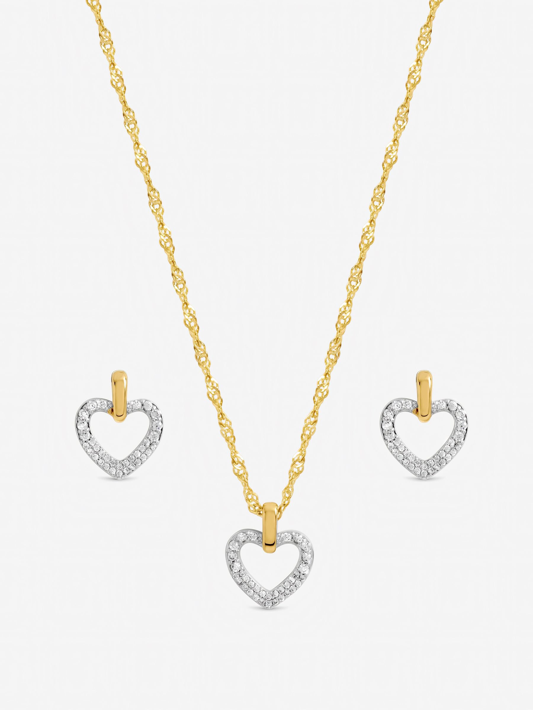 Jon Richard metallic open heart pendant set with cubic zirconia, imported from the UK