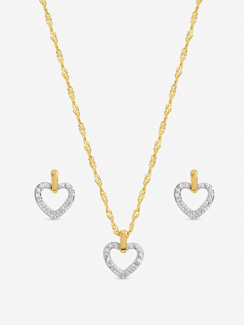 Jon Richard metallic open heart pendant set with cubic zirconia, imported from the UK