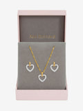 Jon Richard metallic open heart pendant set with cubic zirconia, imported from the UK