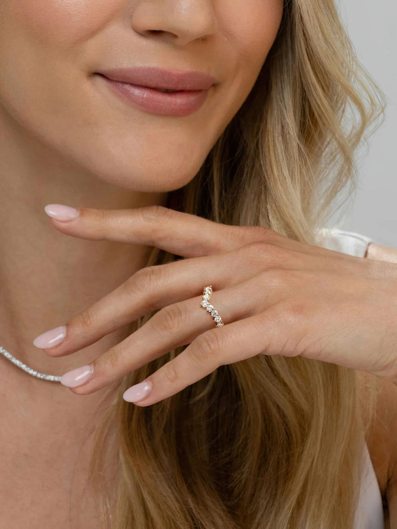 The Diamond Store 0.75ct lab diamond wishbone ring 9k yellow gold, imported from the UK