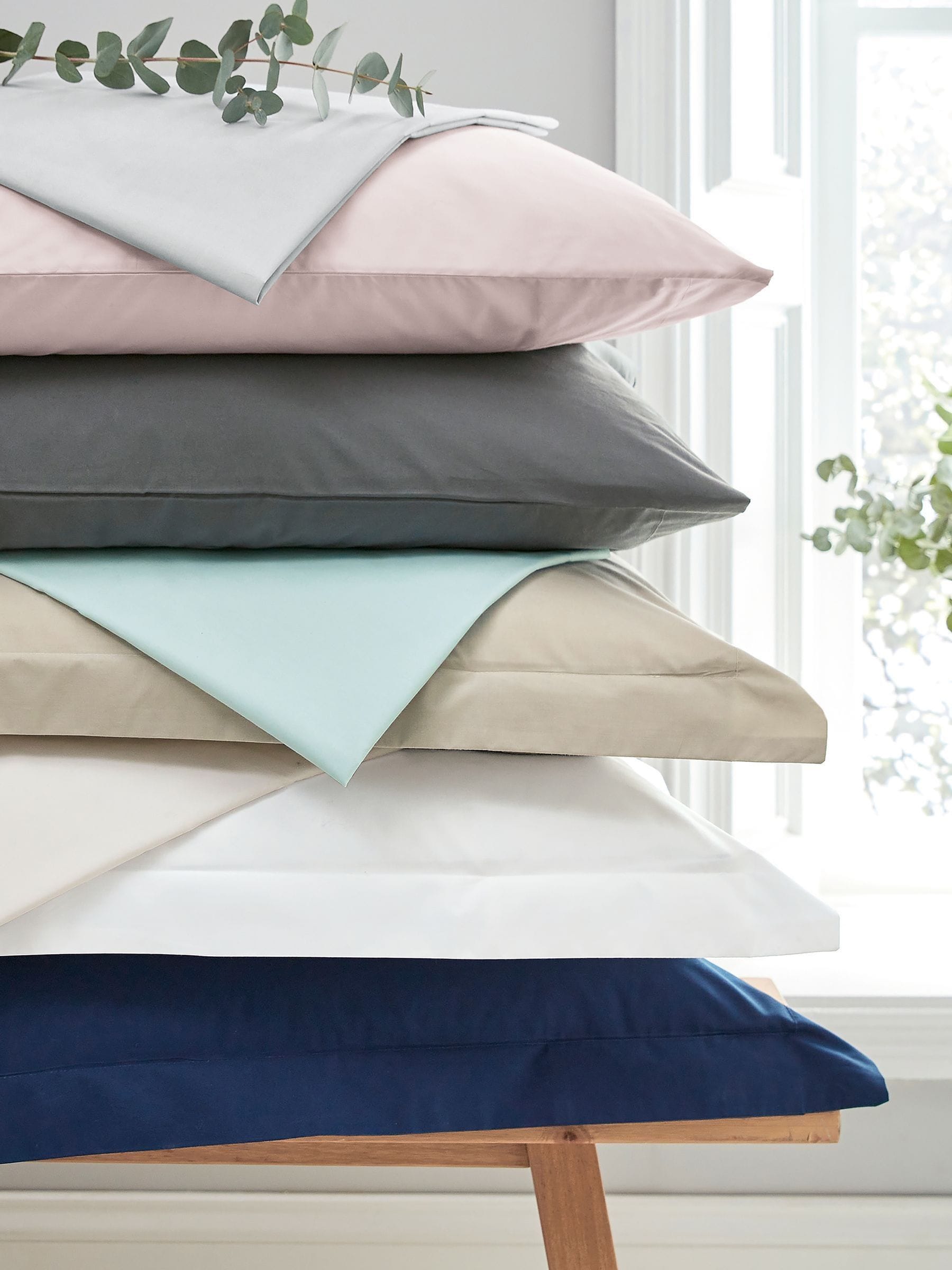 Helena Springfield white easy care plain pillowcases set of 2, imported from the UK