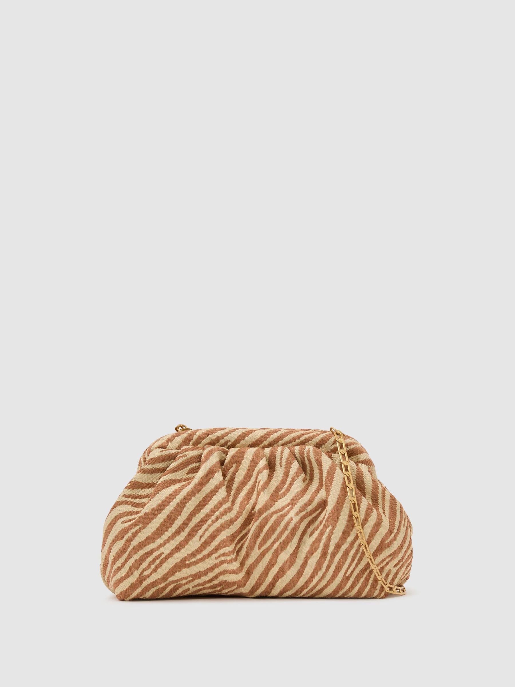 Reiss natural tan zebra clutch bag, imported from the UK