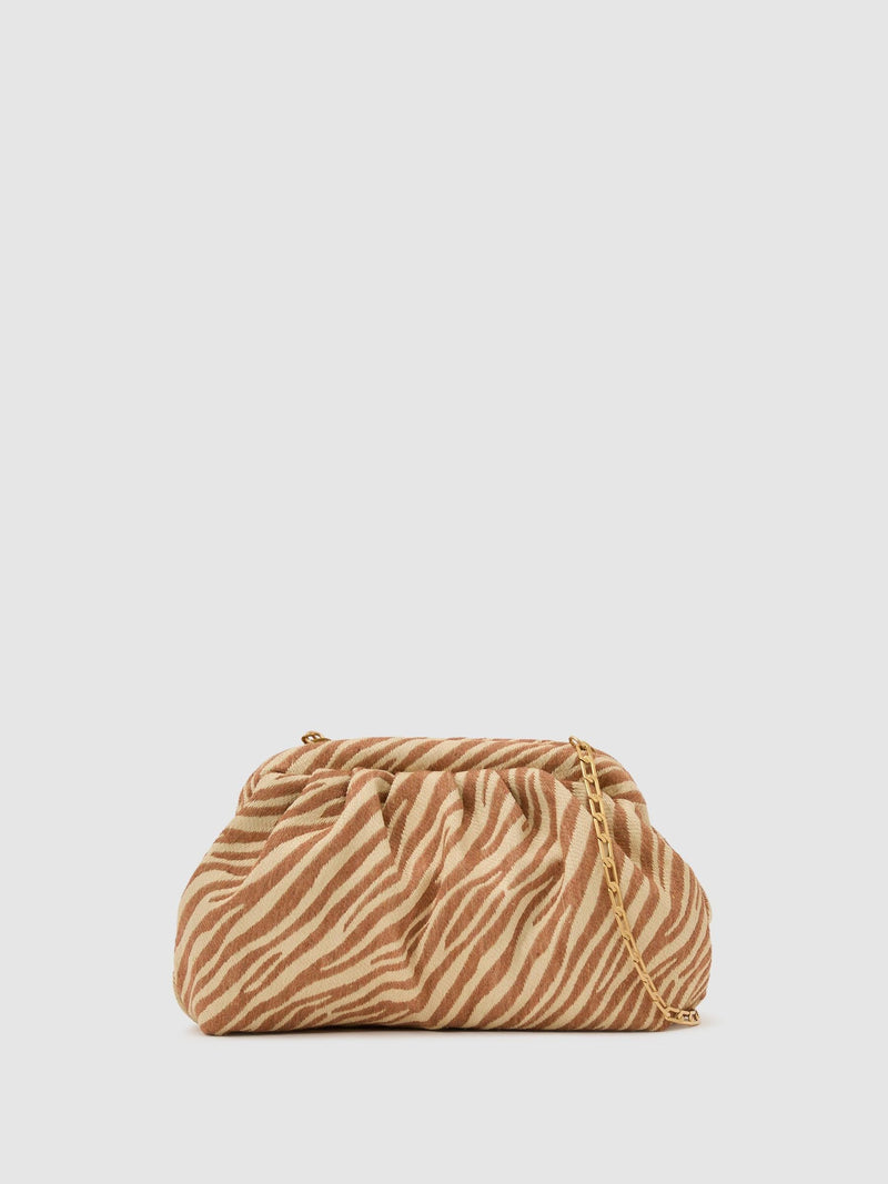 Reiss natural tan zebra clutch bag, imported from the UK
