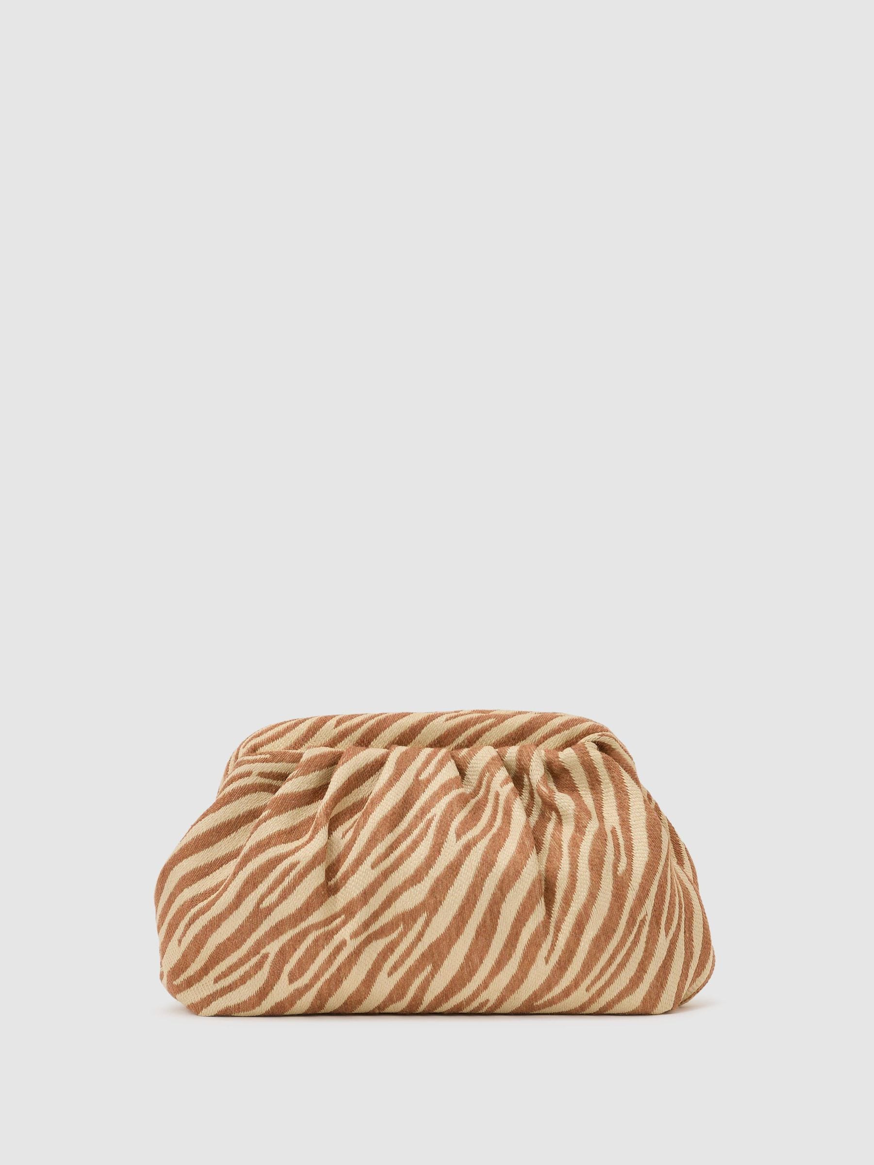 Reiss natural tan zebra clutch bag, imported from the UK