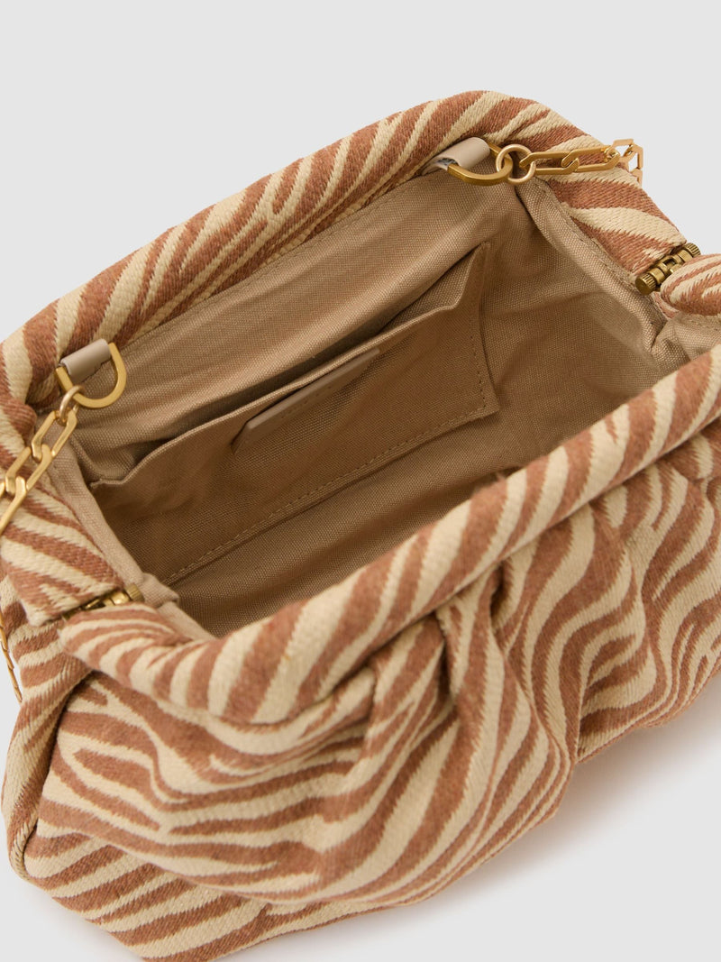 Reiss natural tan zebra clutch bag, imported from the UK