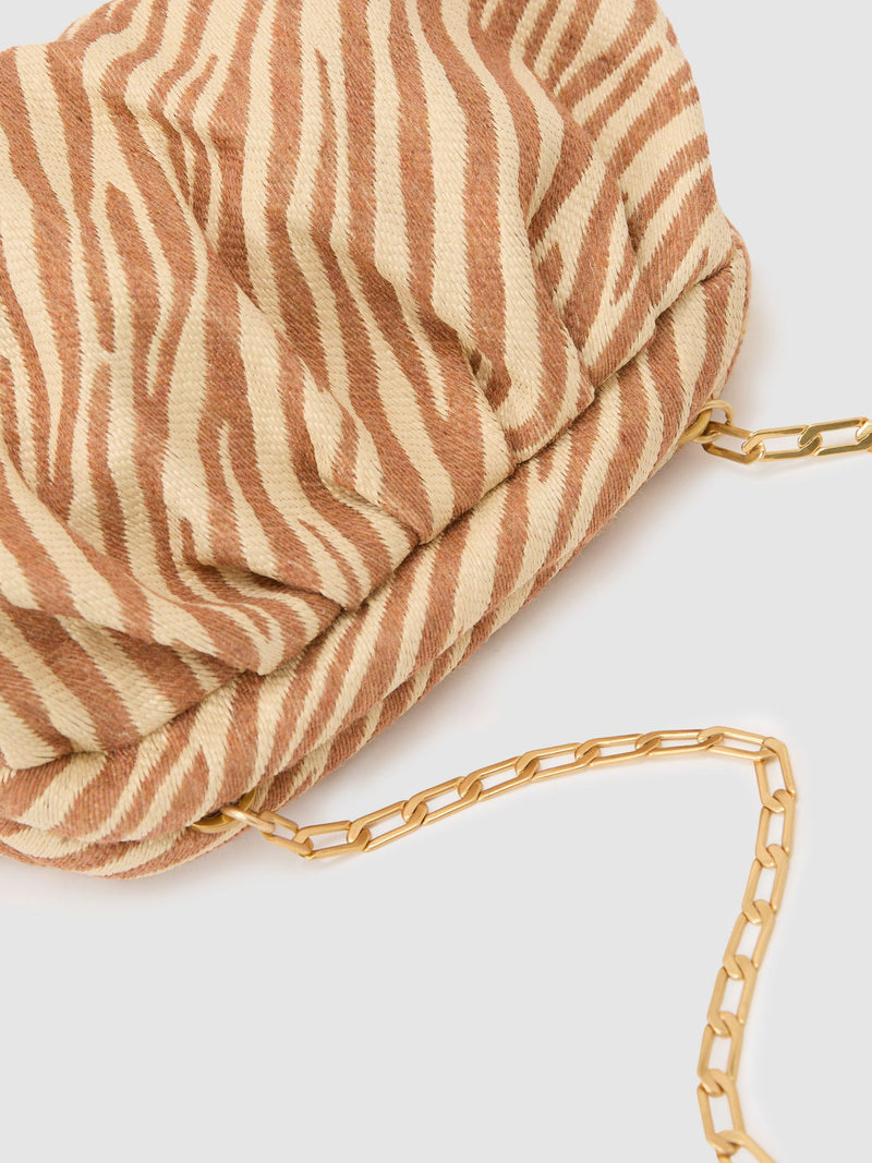 Reiss natural tan zebra clutch bag, imported from the UK