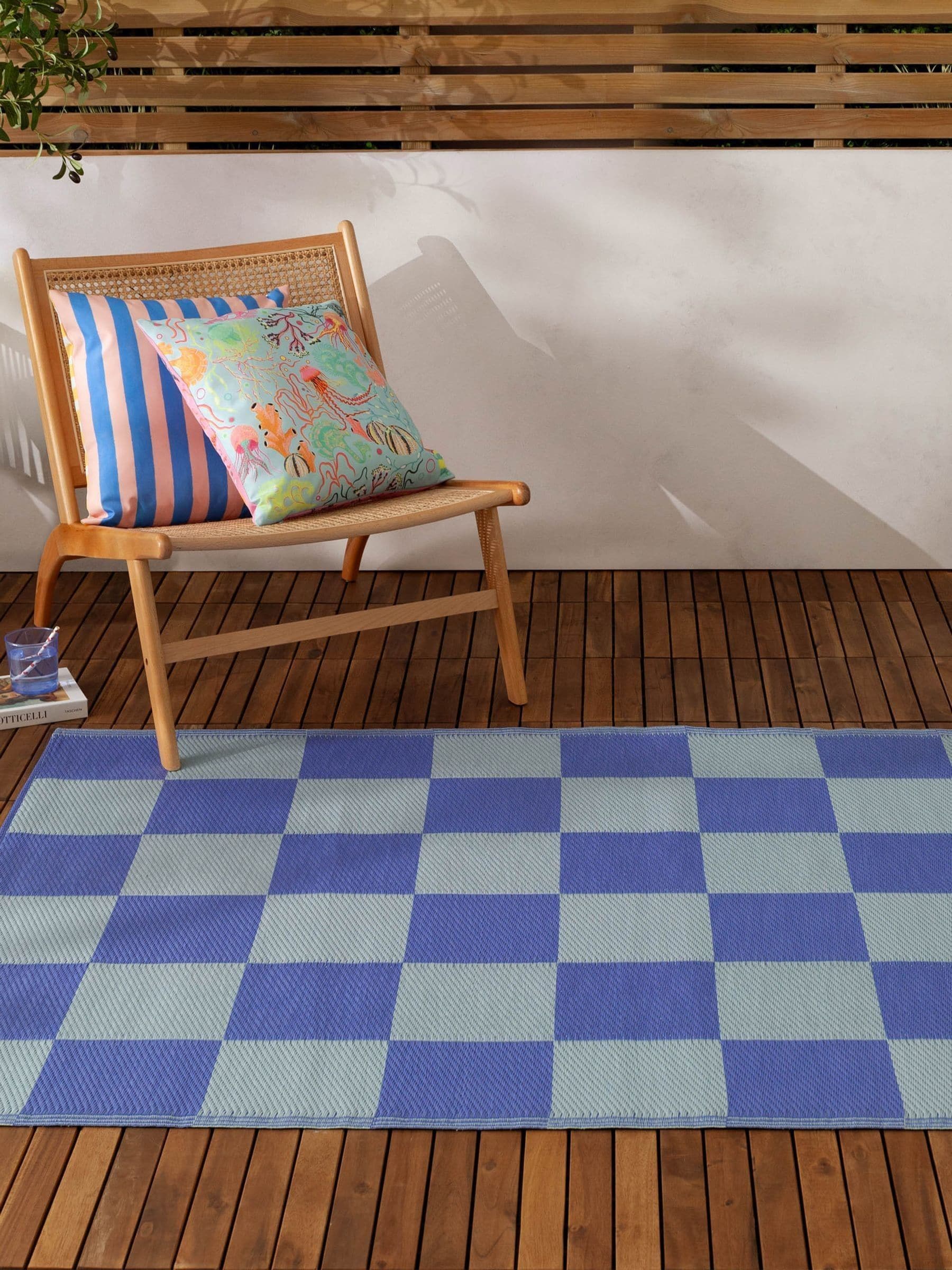 Furn Yellow Checkerboard Outdoor Rug 120x180cm