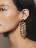 Gold tone brown resin chainmail drop earrings, imported from the UK