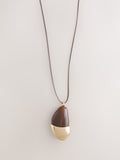 Resin pendant necklace gold tone brown - British product