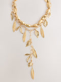 Gold tone feather Y necklace layered design - British product