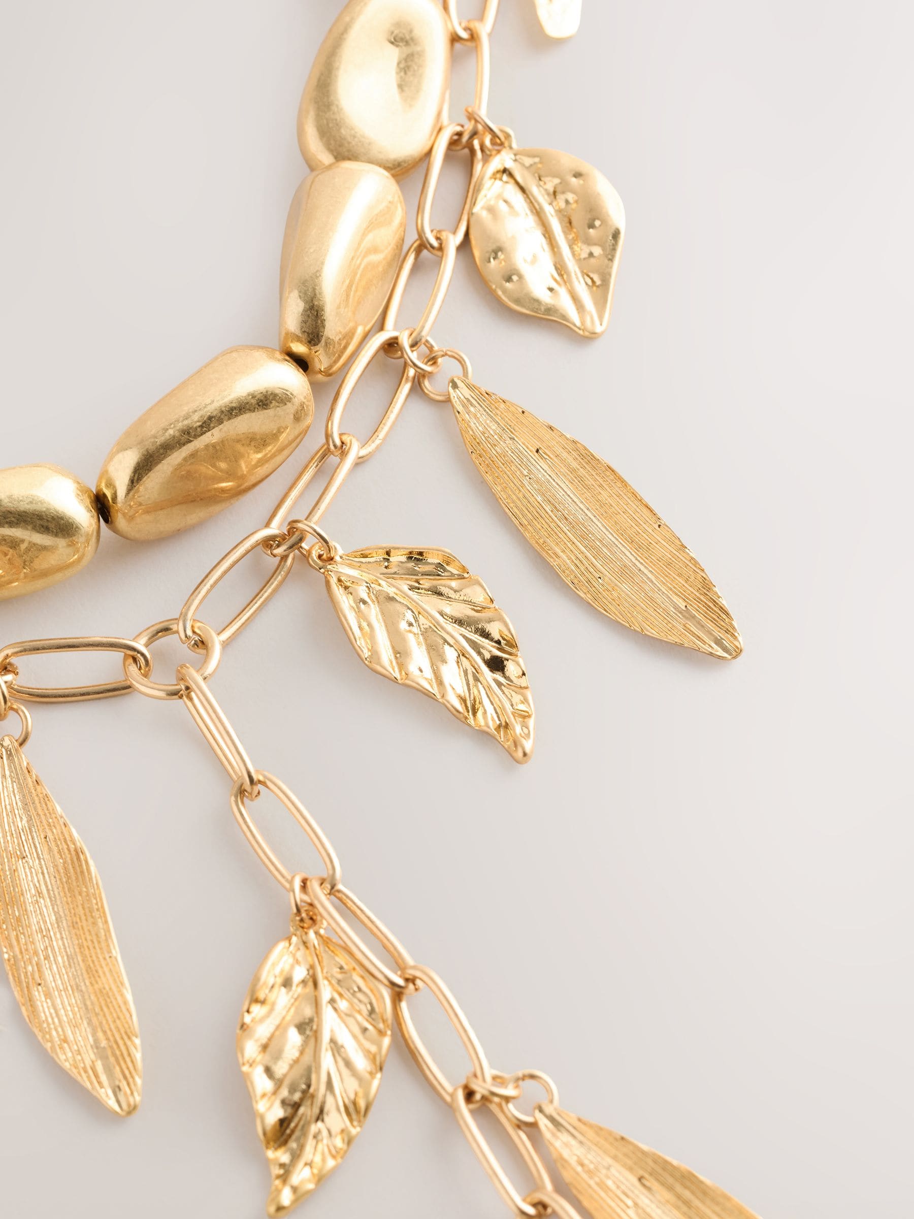 Gold tone feather Y necklace layered design - British product