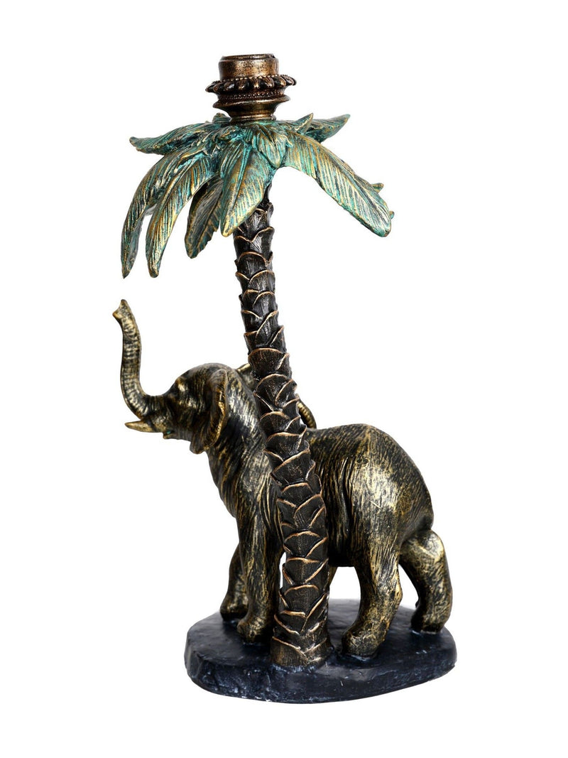 Libra Interiors gold palm elephant candlestick - British product
