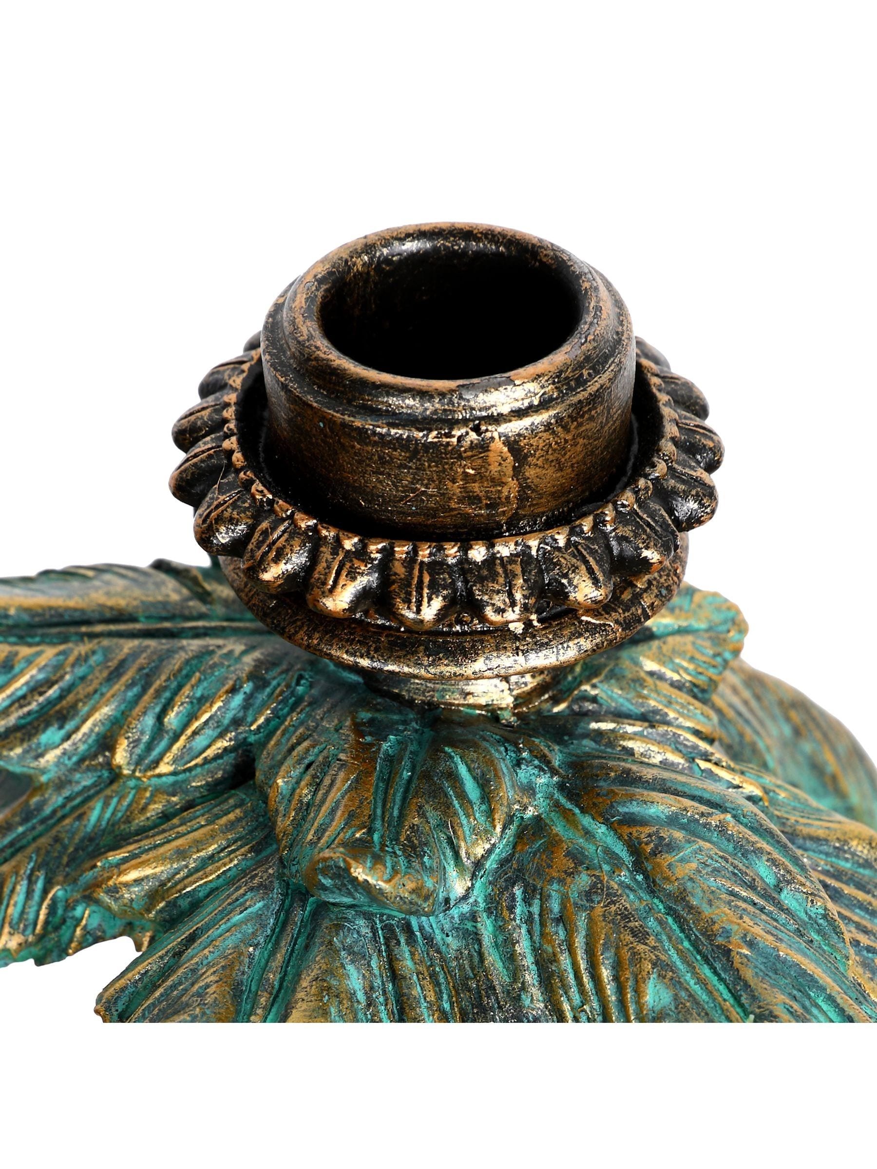 Libra Interiors gold palm elephant candlestick - British product