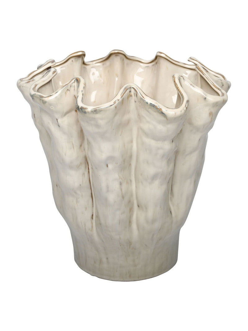 Libra Interiors Cream Coralie Glazed Vase Large, imported from the UK