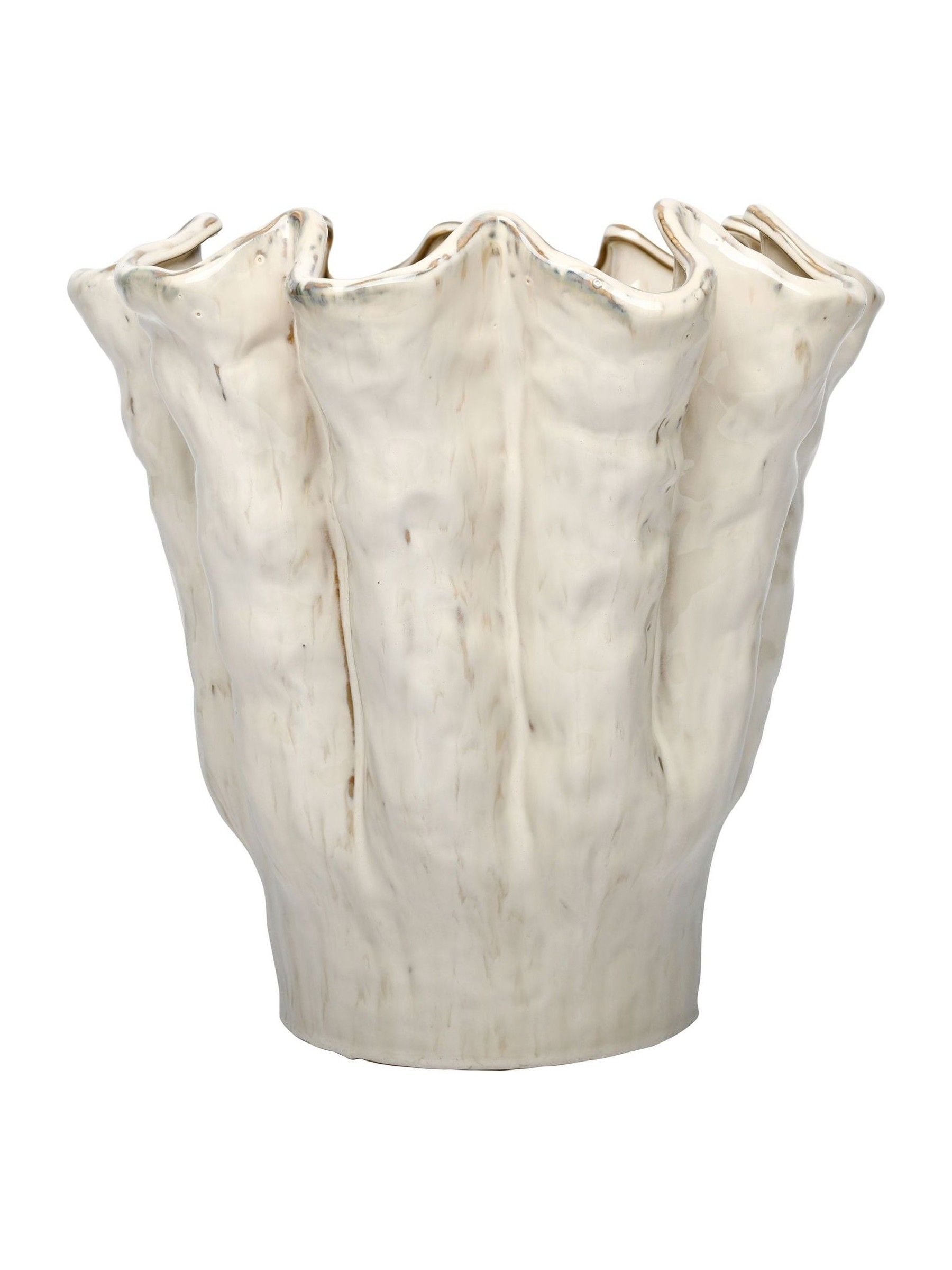 Libra Interiors Cream Coralie Glazed Vase Large, imported from the UK