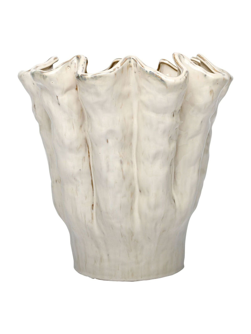 Libra Interiors Cream Coralie Glazed Vase Large, imported from the UK