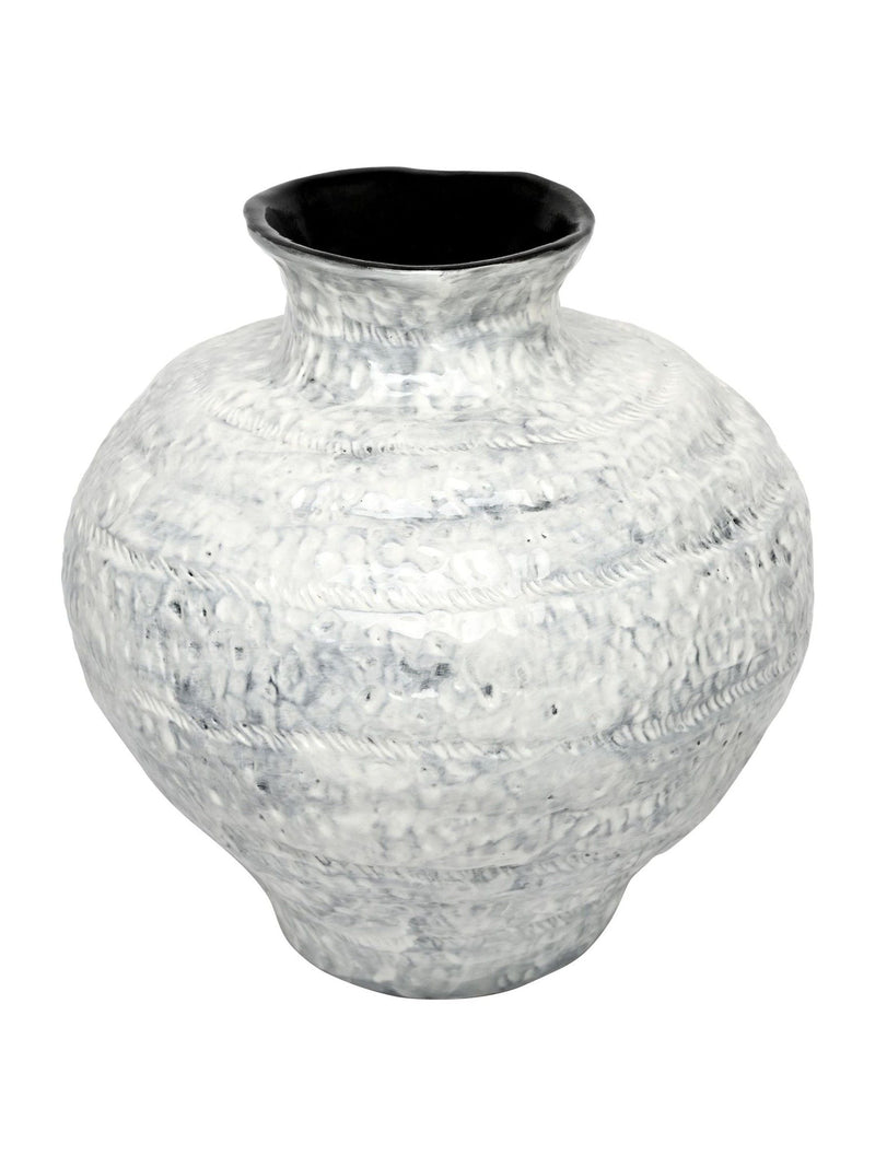 Libra Interiors Lunel glazed white vase, large size, imported from the UK