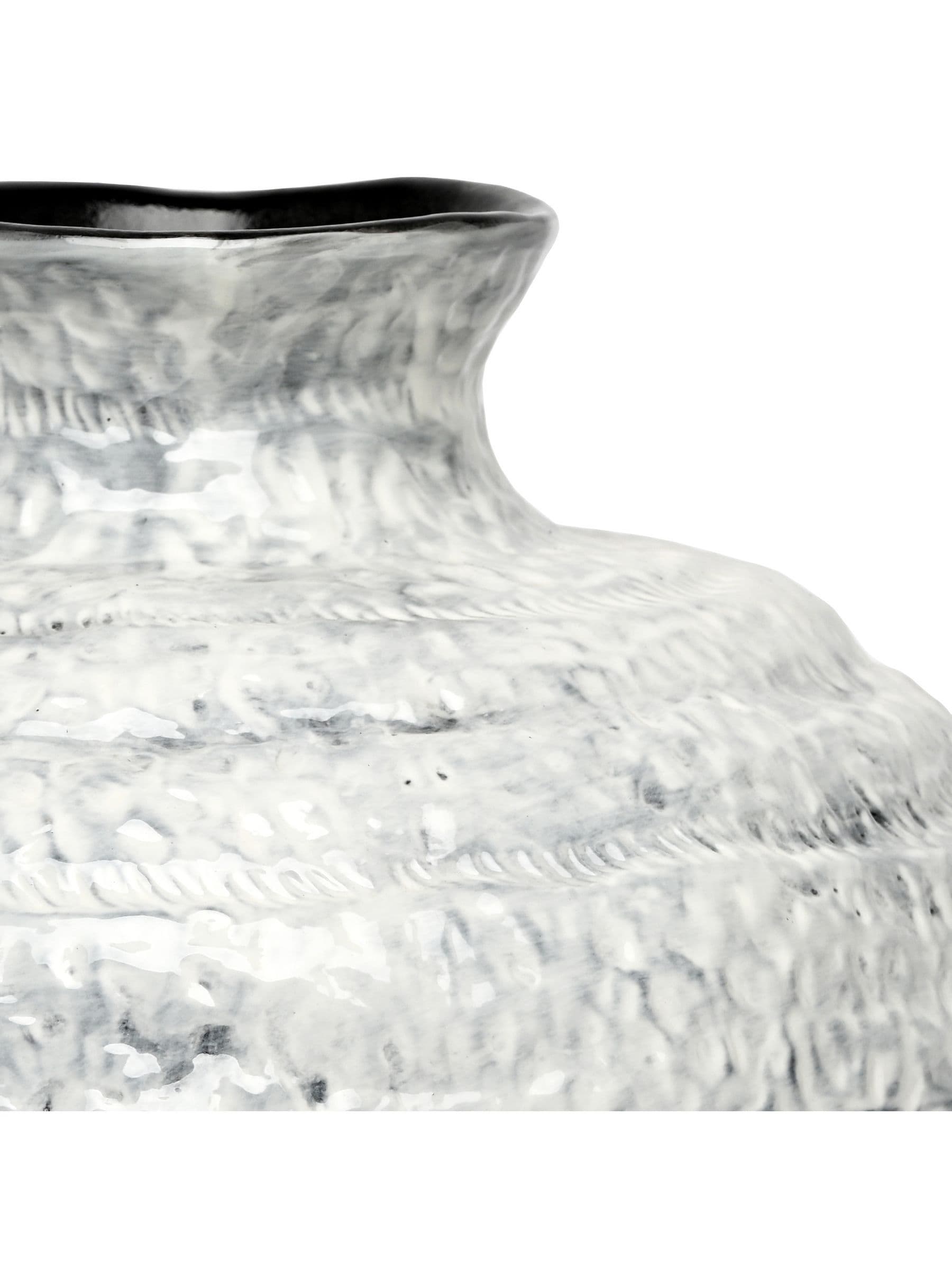 Libra Interiors Lunel glazed white vase, large size, imported from the UK
