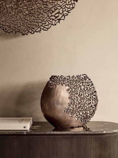 Next Libra Interiors Apo Coral Raw Bronze Ellipse Vase- Buy online at McGrocer