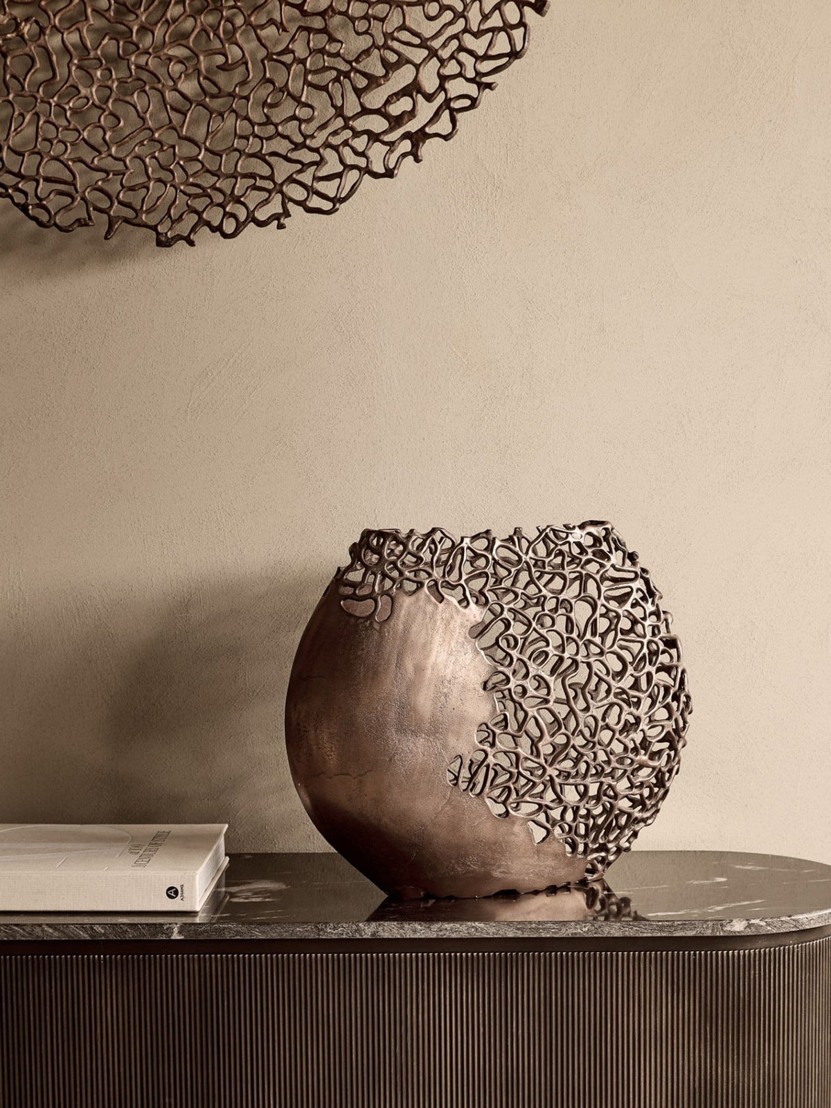 Libra Interiors bronze Apo Coral ellipse vase, UK version