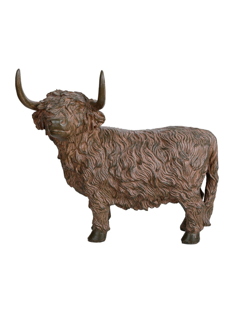 Libra Interiors rustic Highland cow sculpture brown, imported from the UK