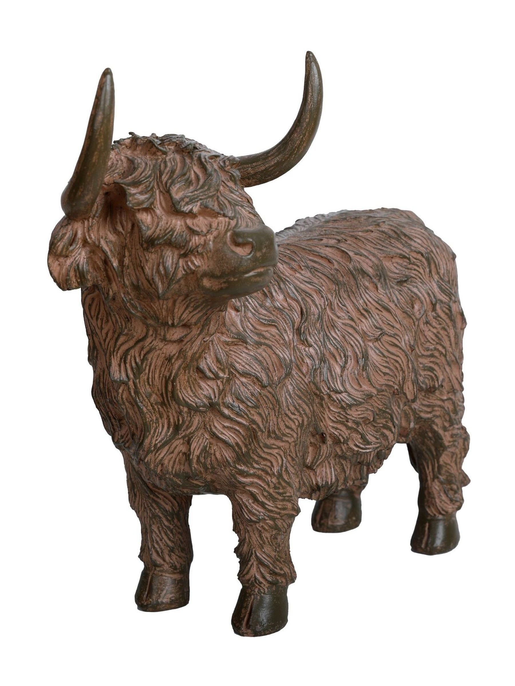 Libra Interiors rustic Highland cow sculpture brown, imported from the UK