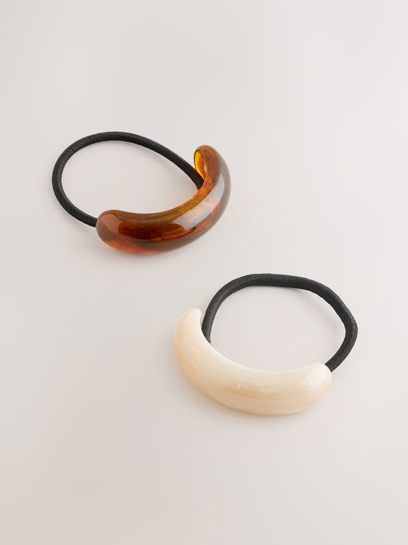 Hair bobbles brown/cream 2 pack (British brand)