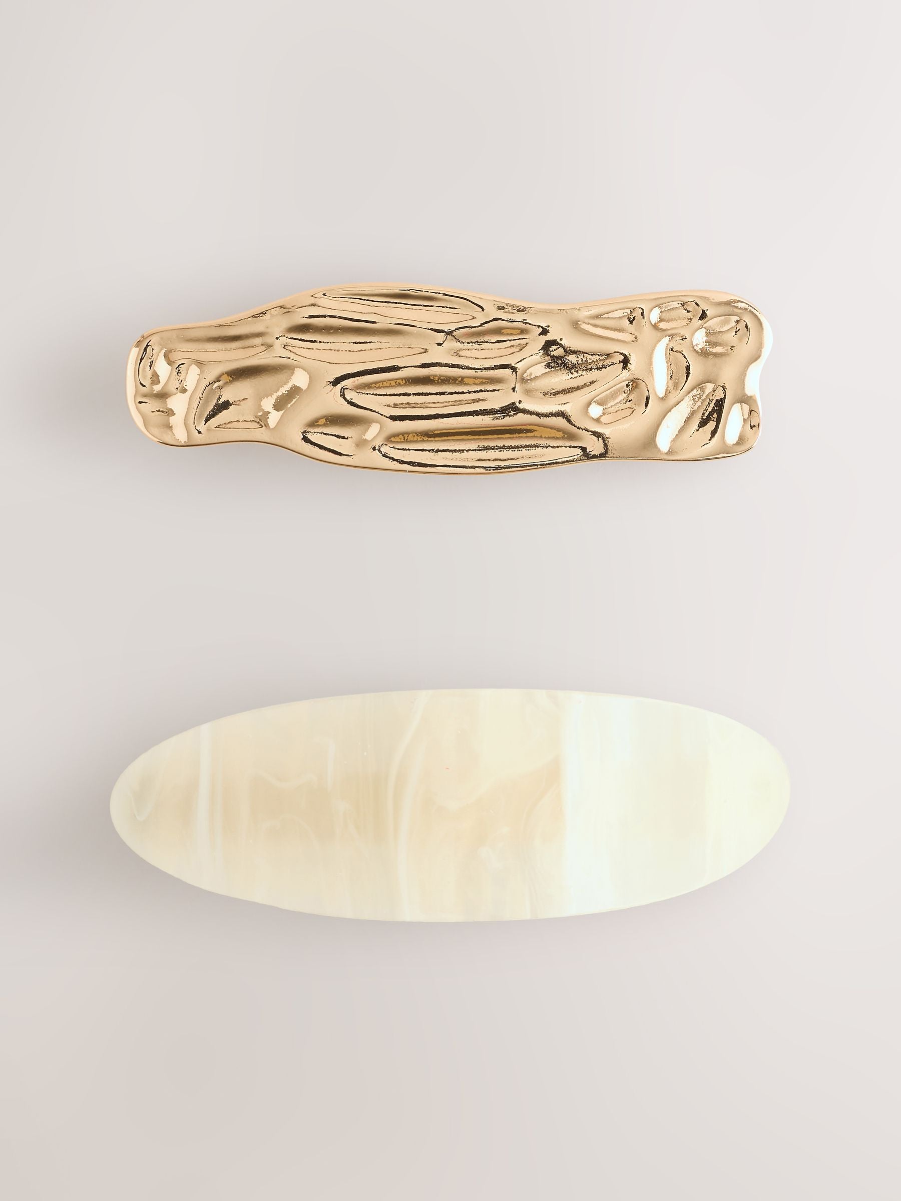 Gold tone cream resin metal hair slides 2 pack - British product