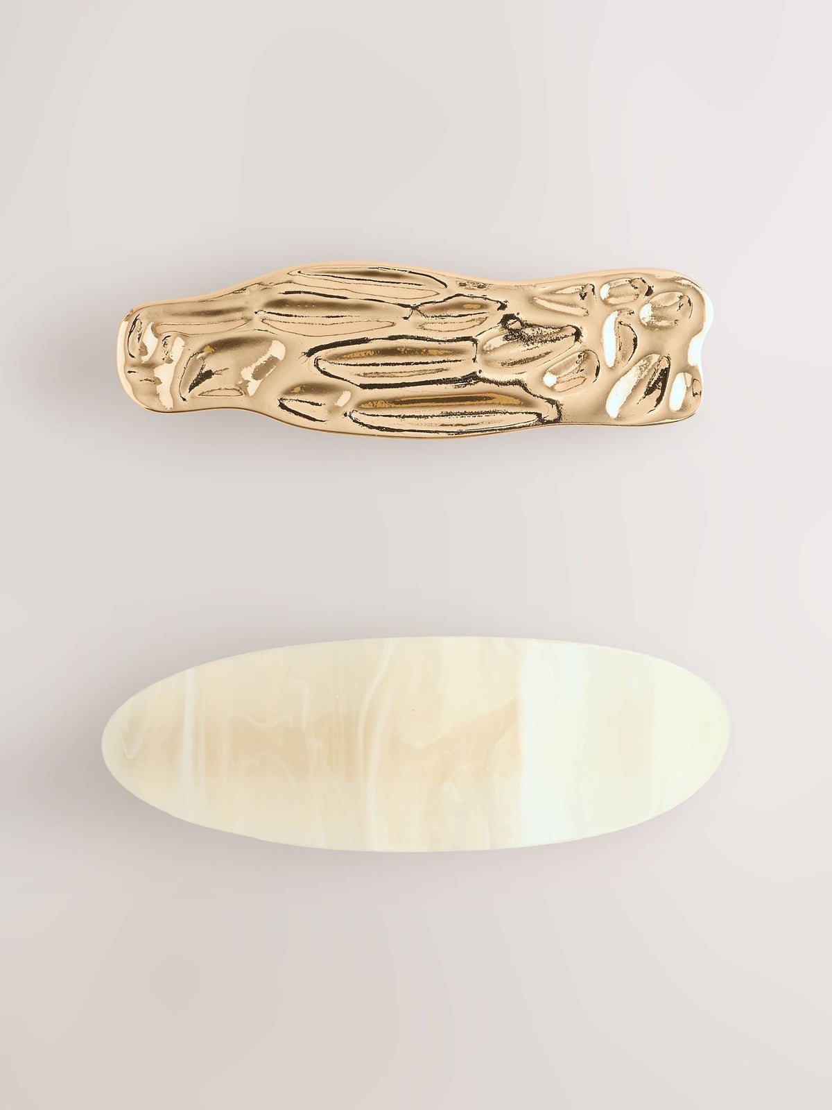 Gold tone cream resin metal hair slides 2 pack - British product